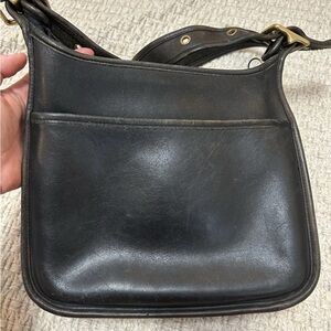 Vintage Coach Black Leather Shoulder Bag, made in USA